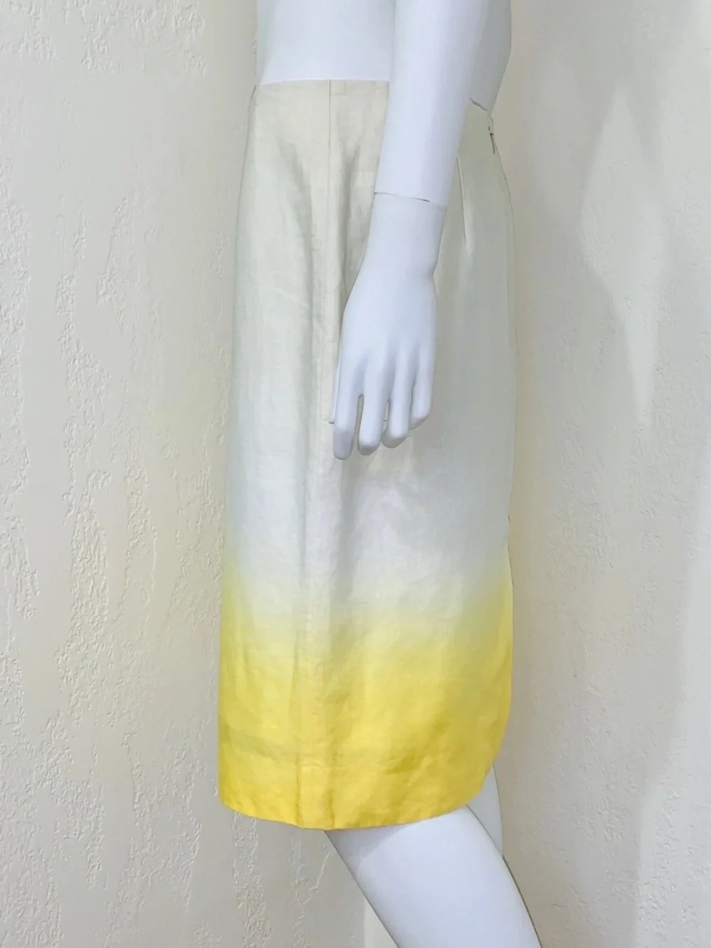 J.Crew Yellow Dipped Ombré Linen Knee Length A-line Skirt Career Size 6 Vintage